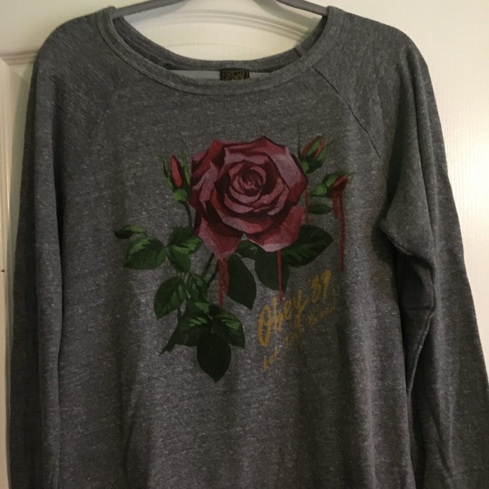 Obey gray rose sweatshirt